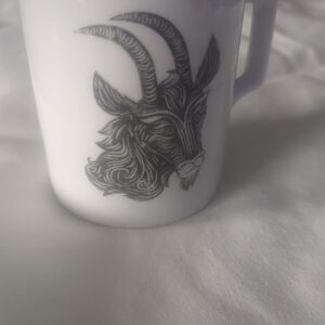 Artisan White Mug with Black Goat Illustration